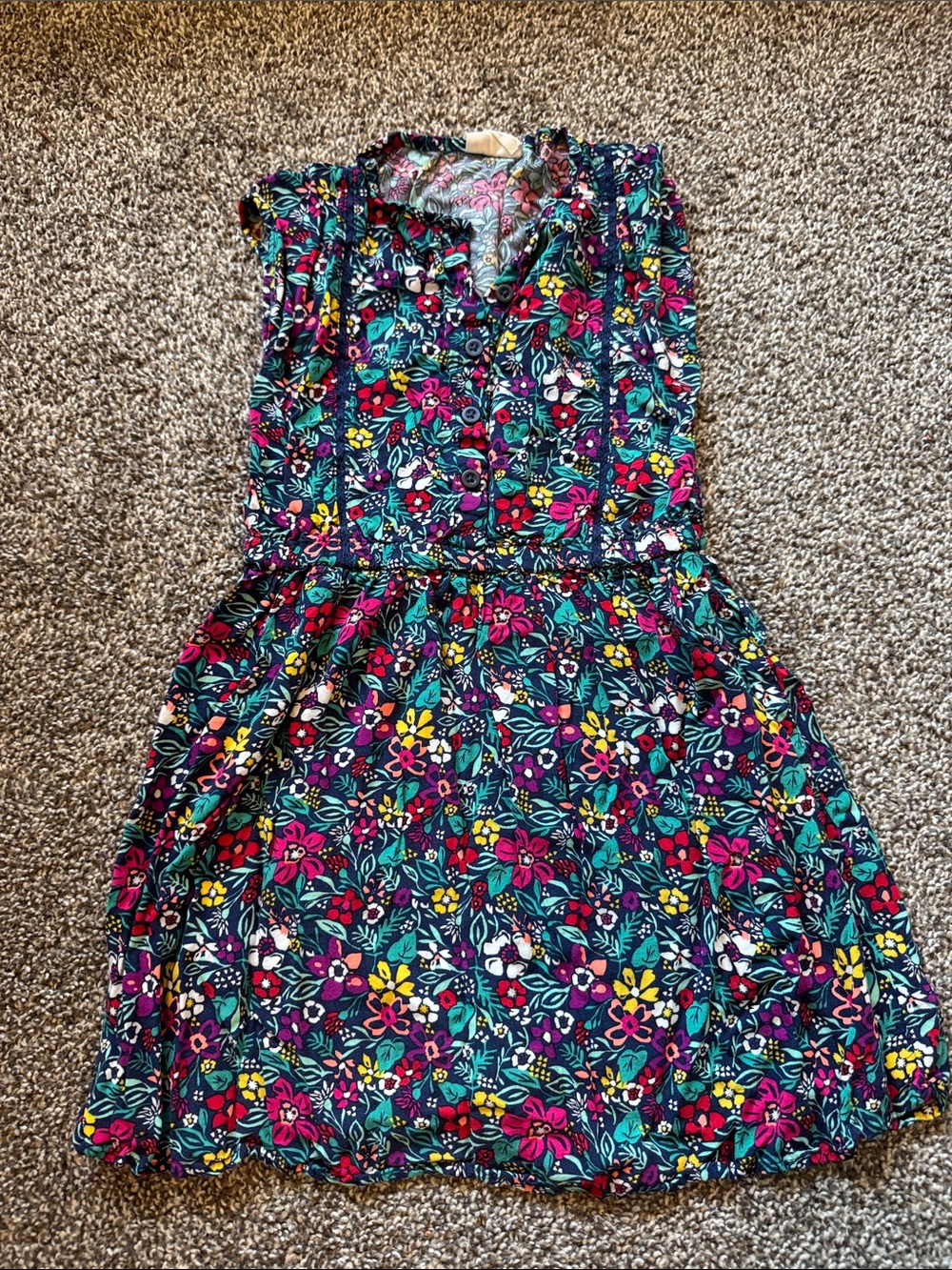 Crazy 8 Navy Floral Button-Front Fit & Flare Dress
